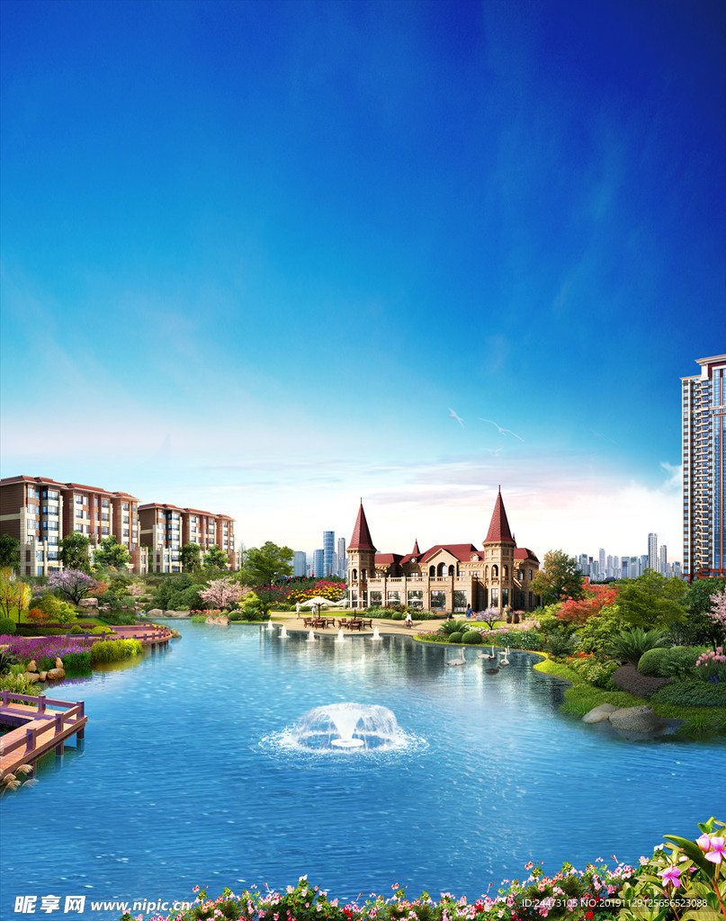 地产 园林 唯美 洋房 合图