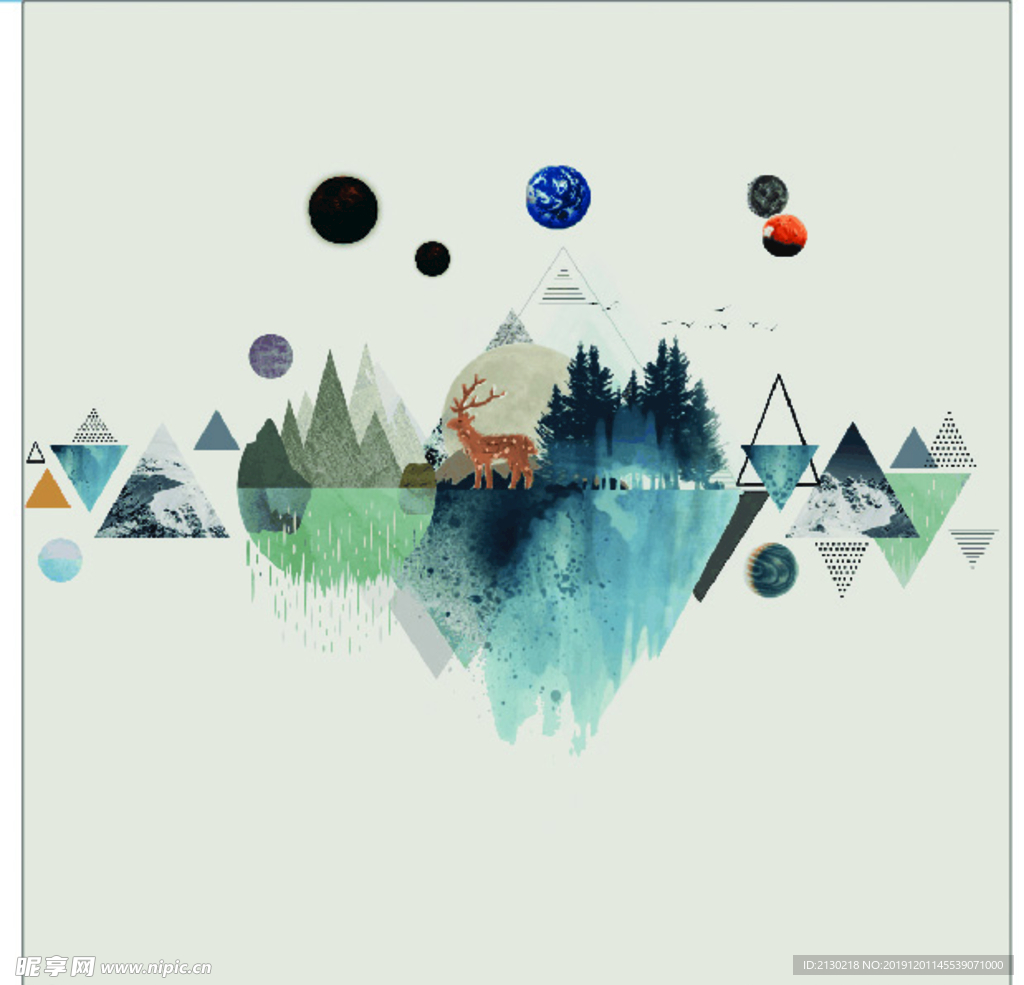 三角星球背景墙