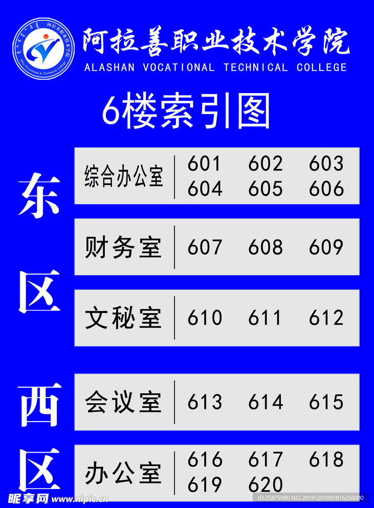 职业学院楼层指示牌