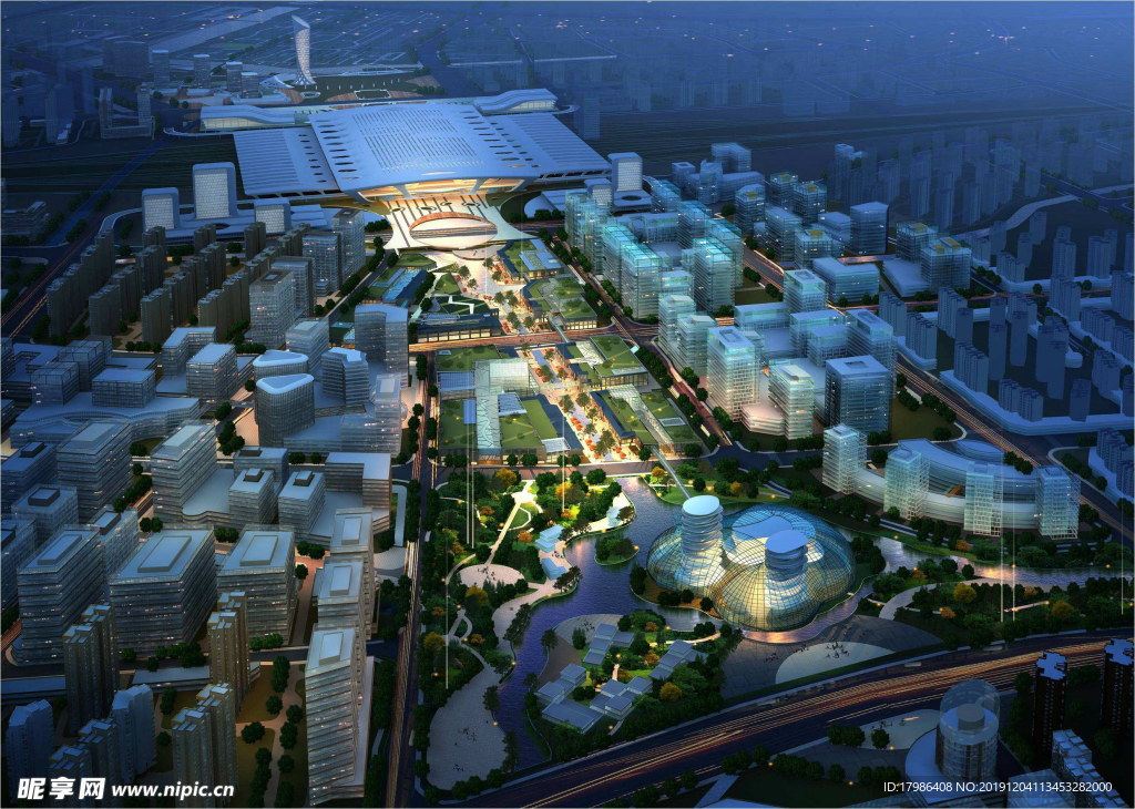 机场城市鸟瞰图