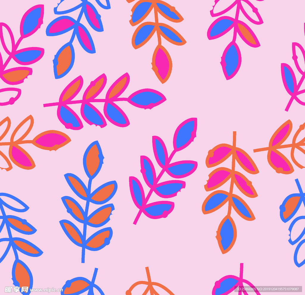 数码印花 热带叶子