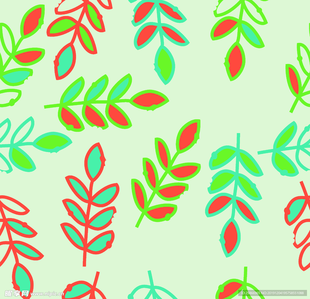 叶子 数码印花 热带叶子