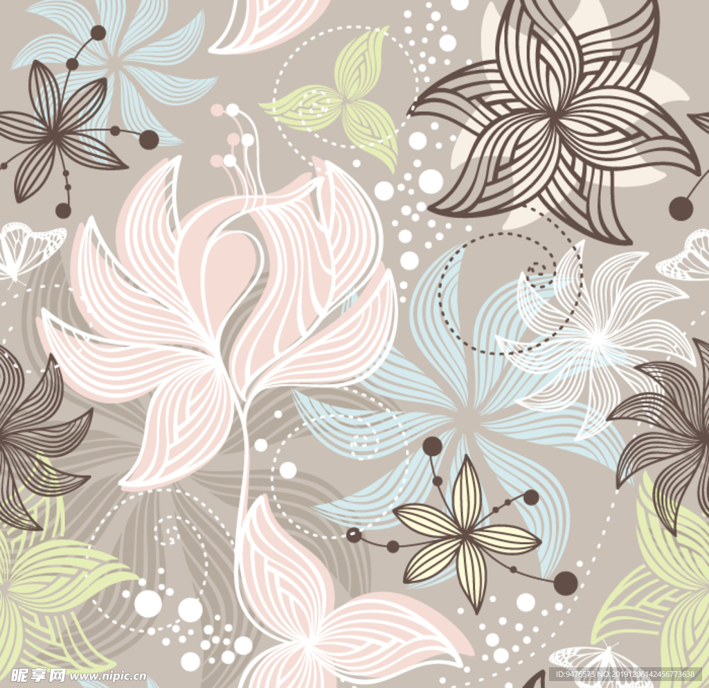 花朵线条与底纹