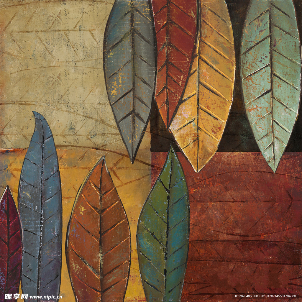 美克美家东南亚风格树叶装饰画