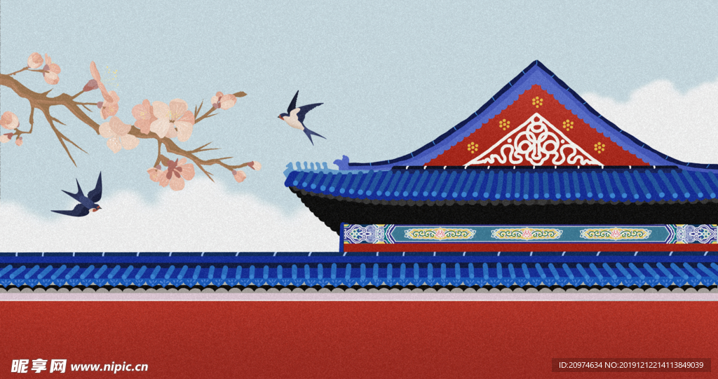 中国风建筑插画