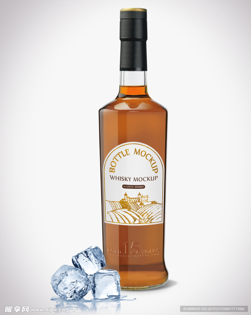 玻璃瓶洋酒包装样机