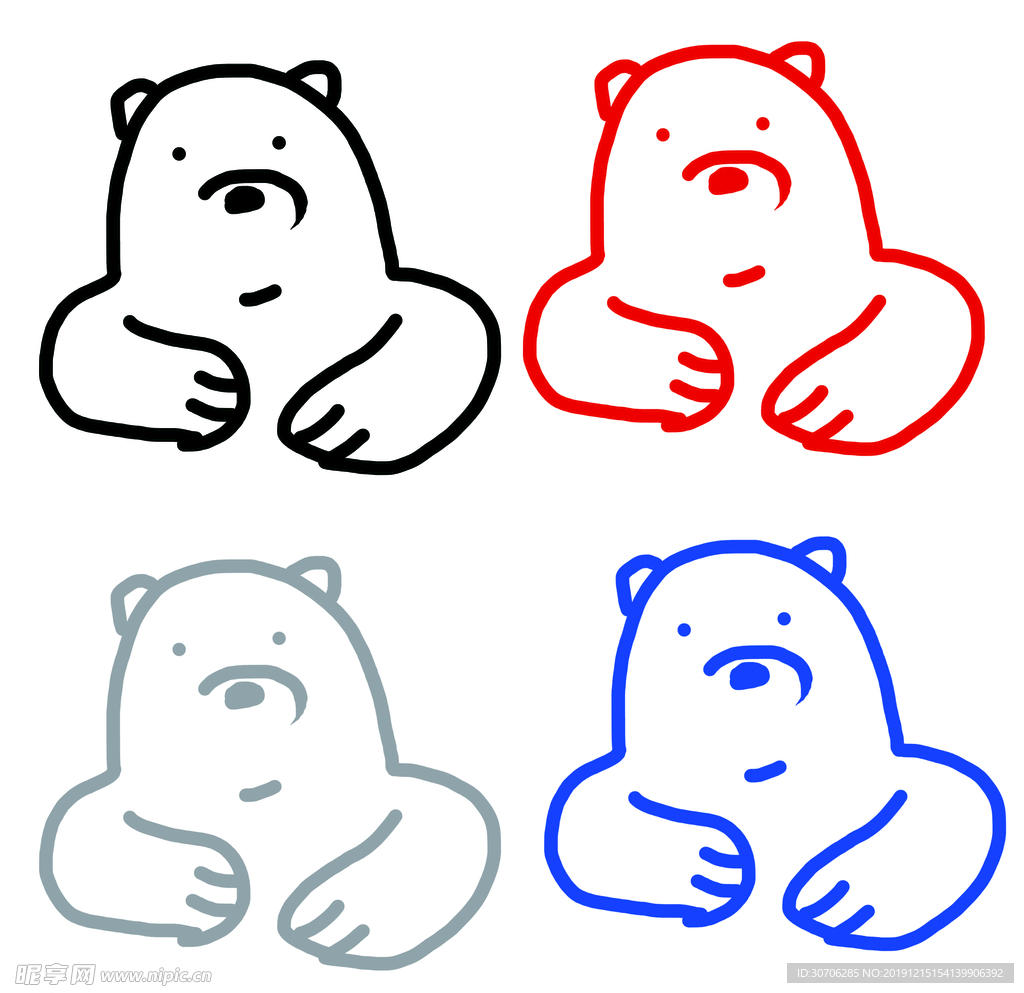 卡通熊 线条