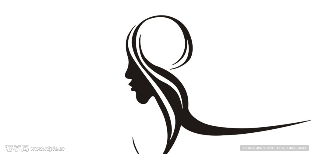 美容美发LOGO美女头像剪影