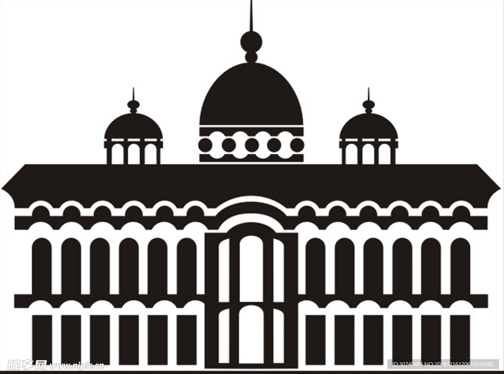 欧式古典风格大楼简画LOGO图