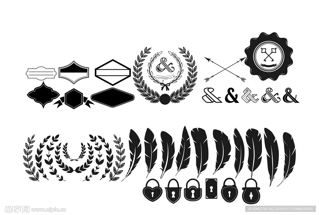 麦穗羽毛矢量图