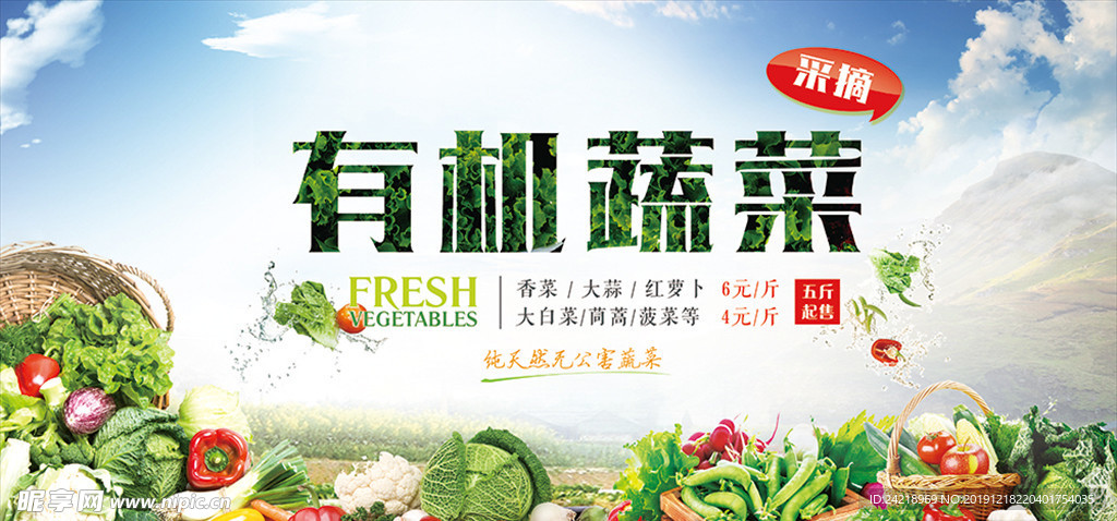 农家乐有机蔬菜采摘展板