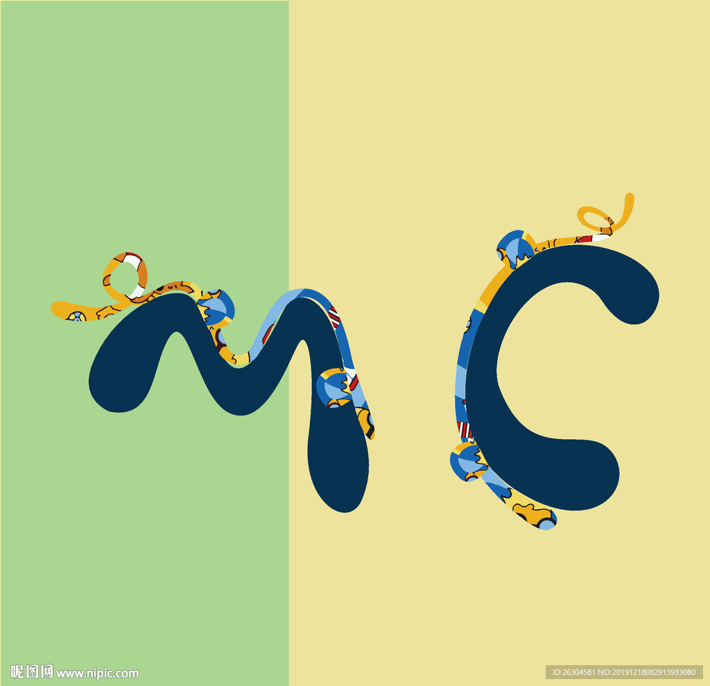 mc  卡通字母   印花字母