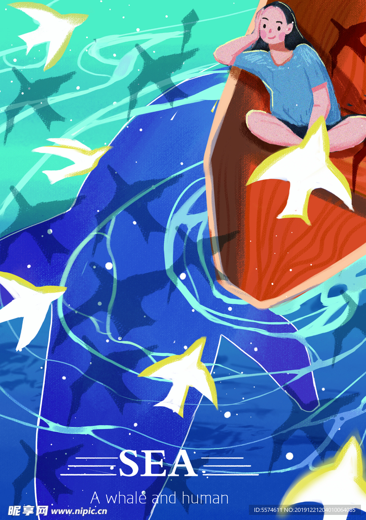 梦幻插画 少女手绘插画