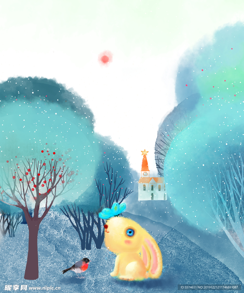 梦幻插画 卡通 动物梦幻插画