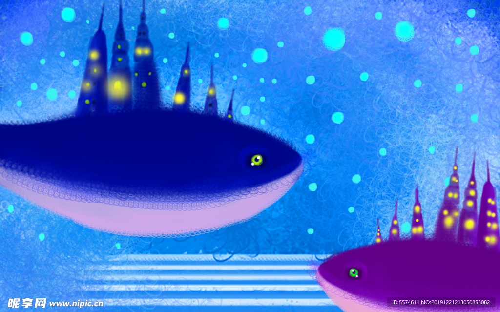 梦幻插画 卡通 动物梦幻插画