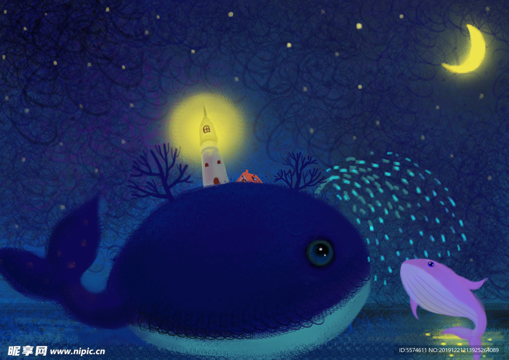 梦幻插画 迷漫星空手绘插画