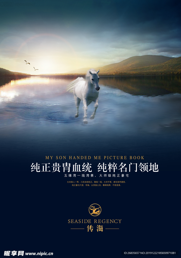 地产 奔腾 马  湖景