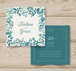 绿色花草婚礼邀请卡