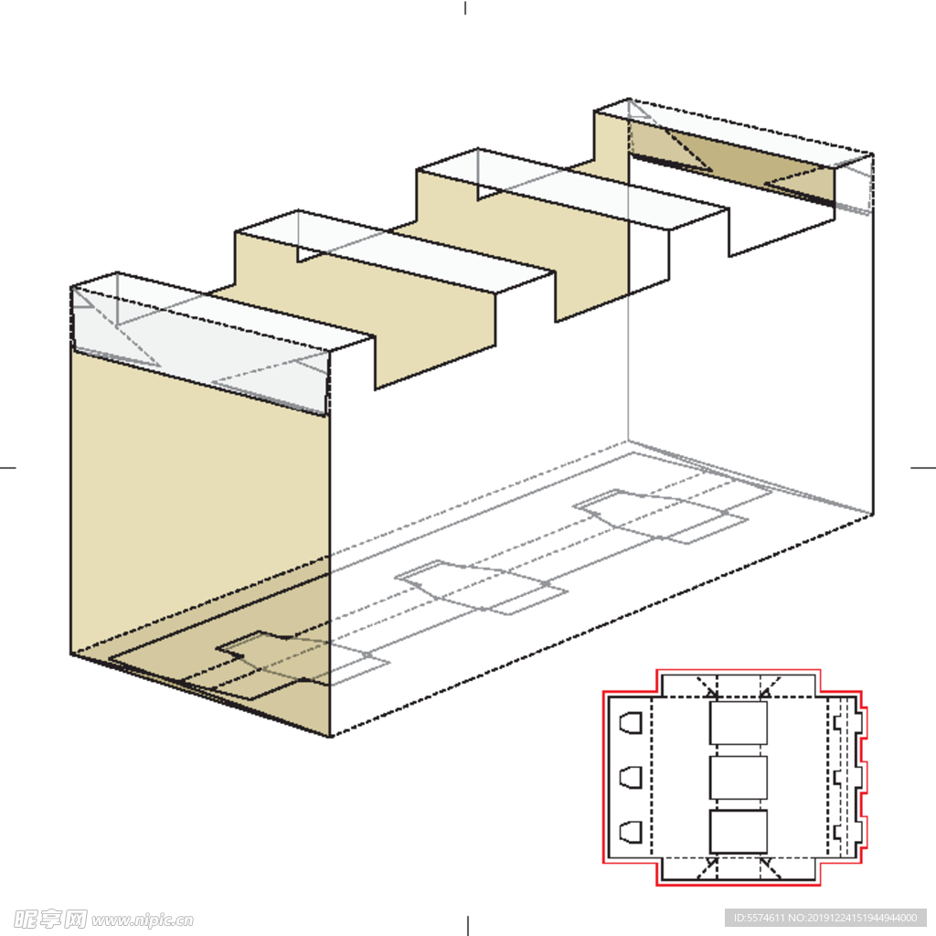 纸盒包装布局刀线图