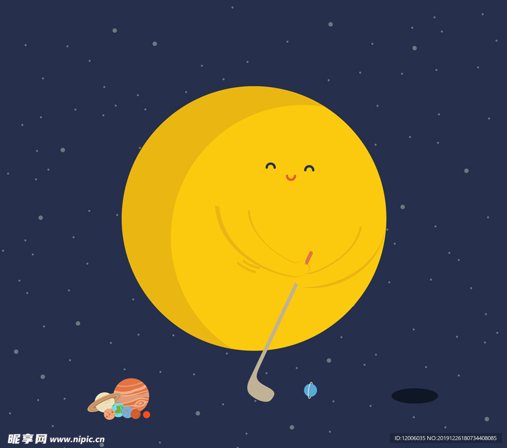 可爱打高尔夫的太阳