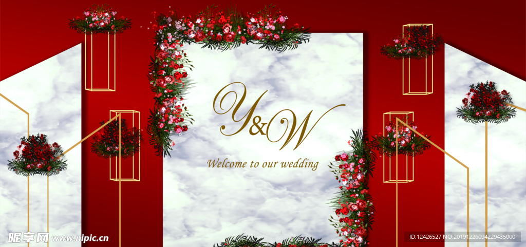 婚礼红色大理石背景