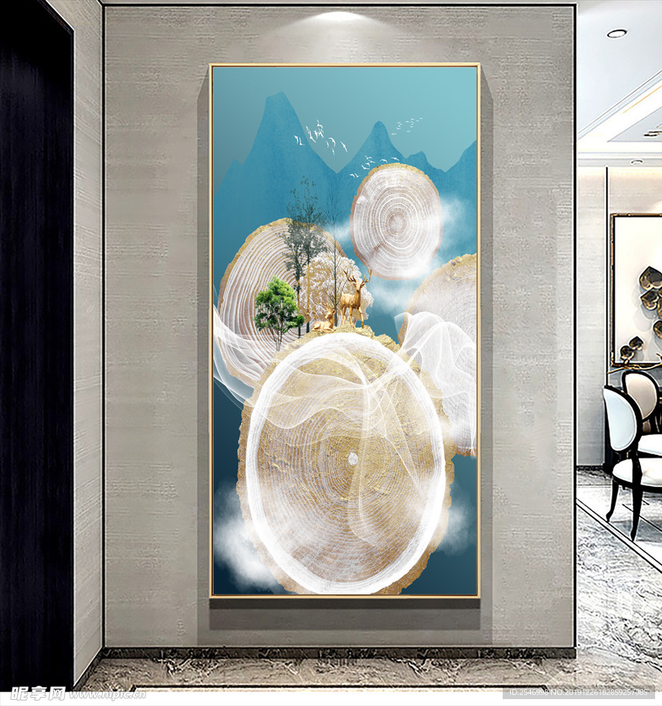 梦幻森林麋鹿玄关画