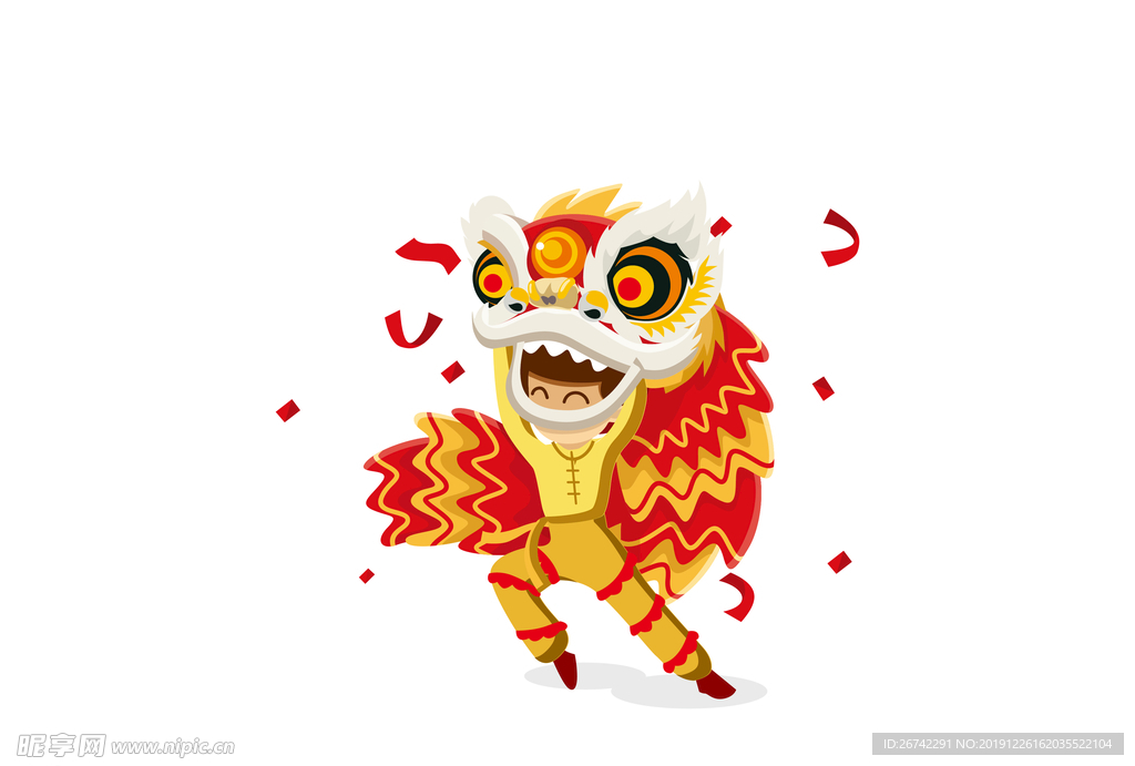 手绘舞狮元素设计