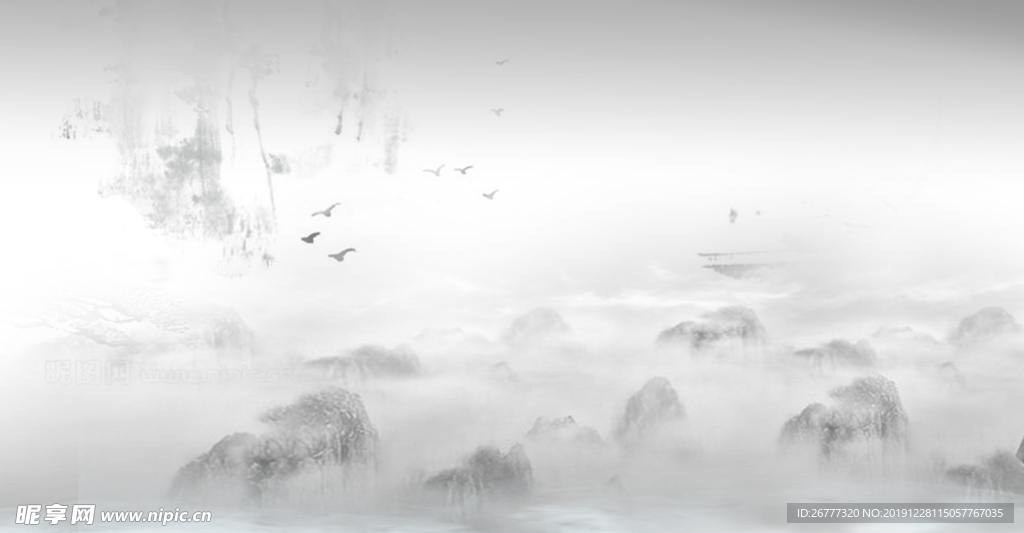 高清水墨绘画风景画