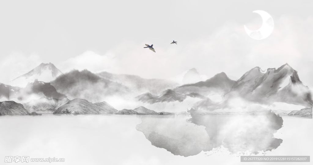 高清水墨绘画风景画