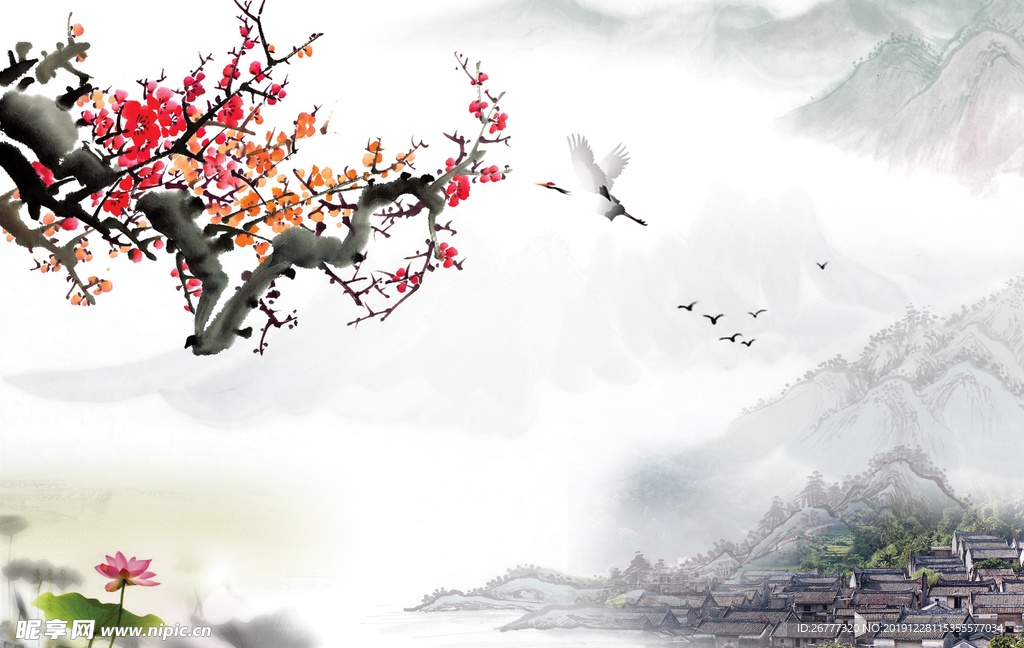 高清水墨绘画风景画