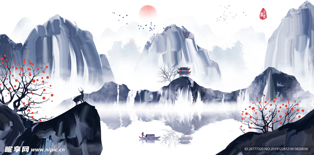 高清山水水墨画