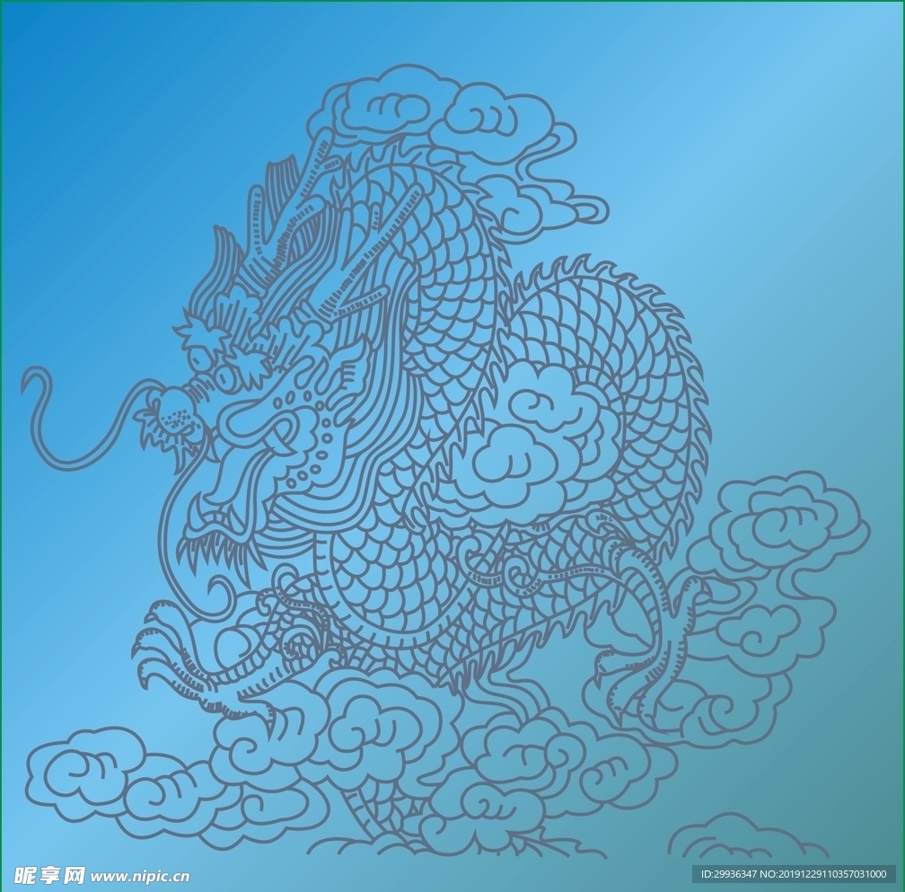 矢量龙  纯勾  线条