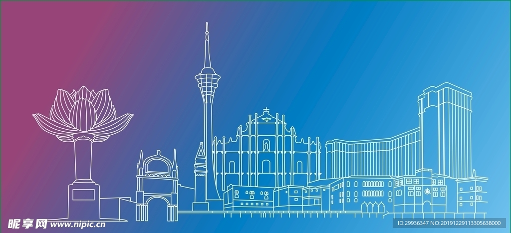 城市缩略图  线条 矢量