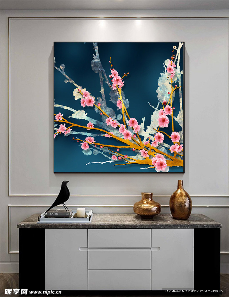 桃花方形装饰画