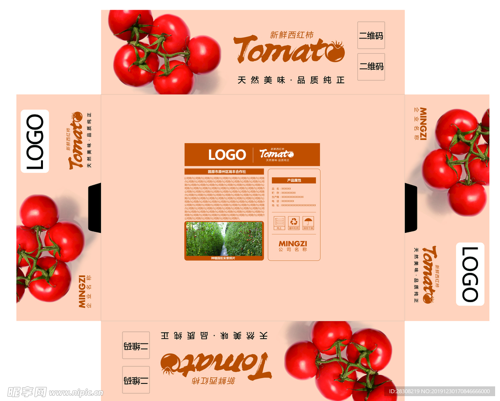 西红柿包装展开图