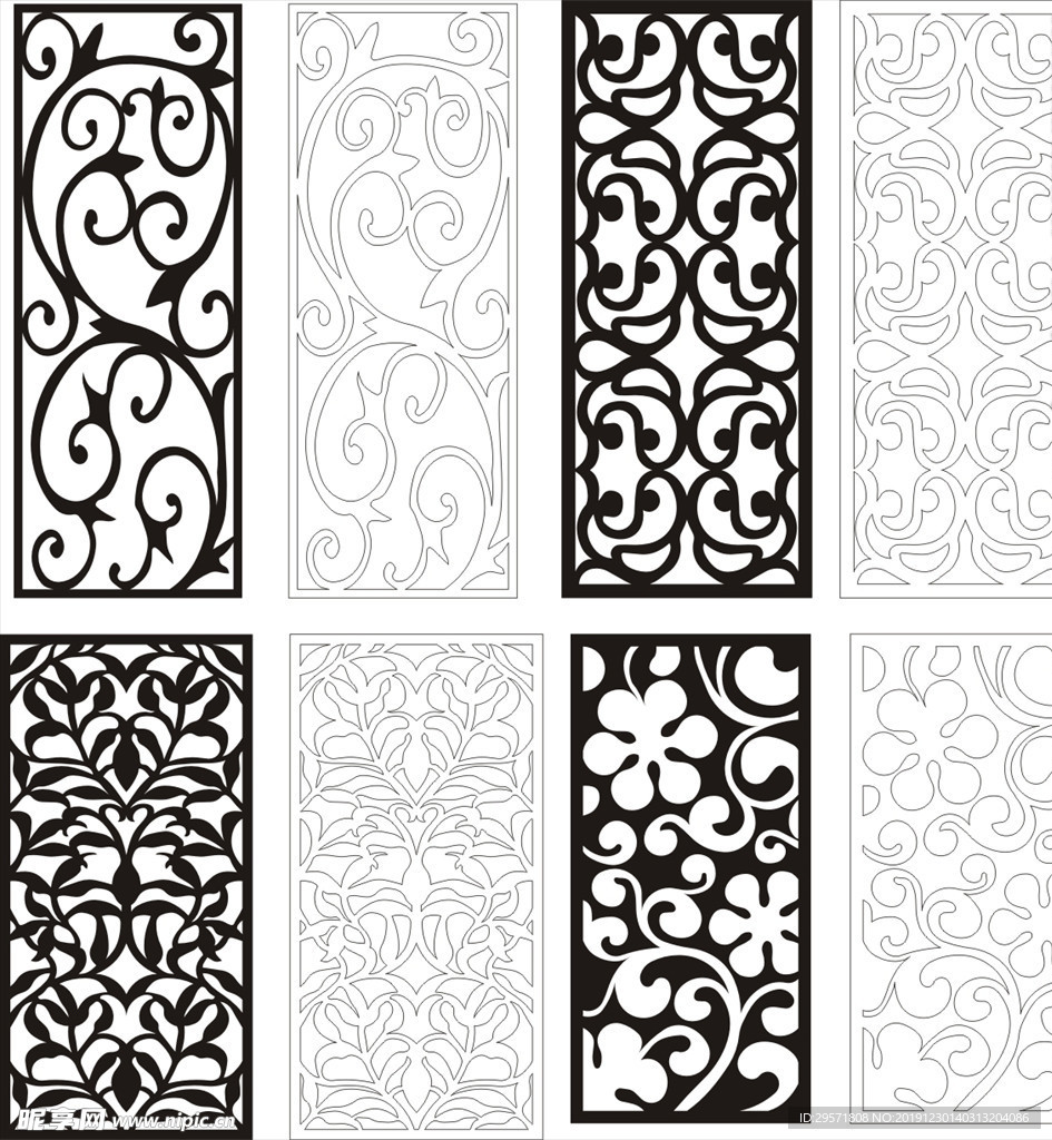 雕花隔断矢量花格欧式