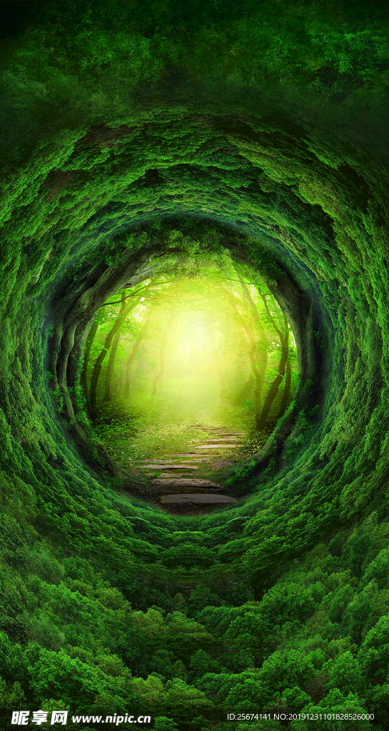 创意绿色森林H5背景