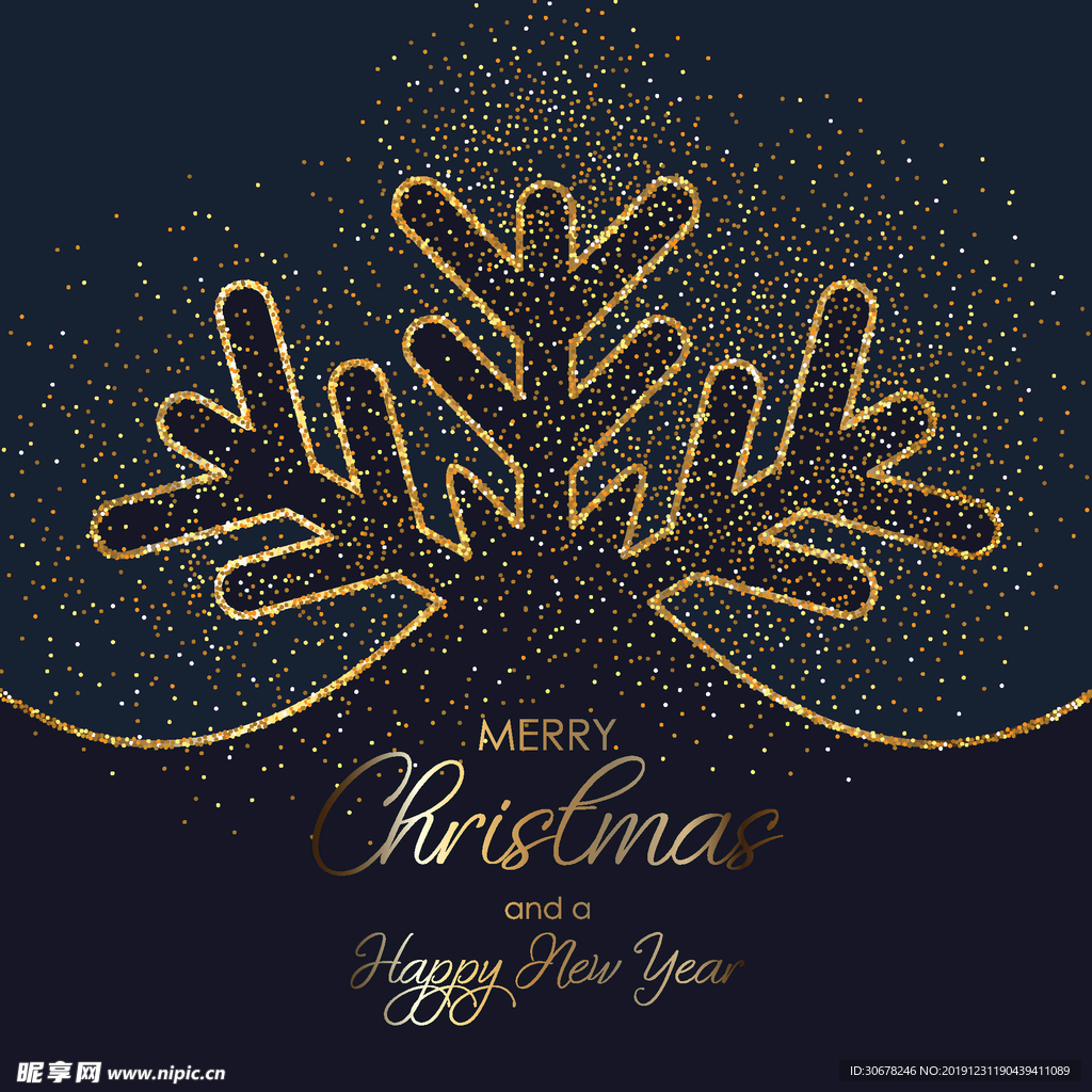 闪烁圣诞雪花背景