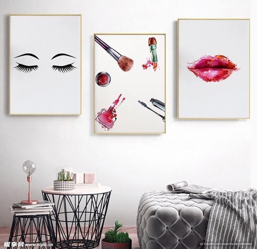 现代简约卡通手绘嘴唇动物装饰画