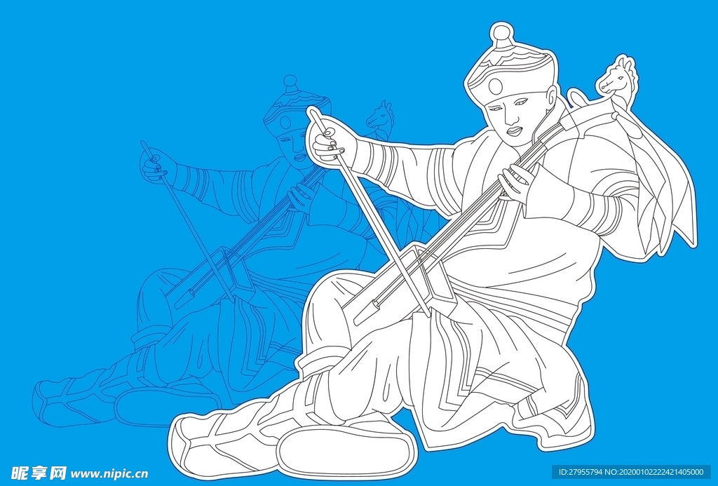 马头琴矢量线描