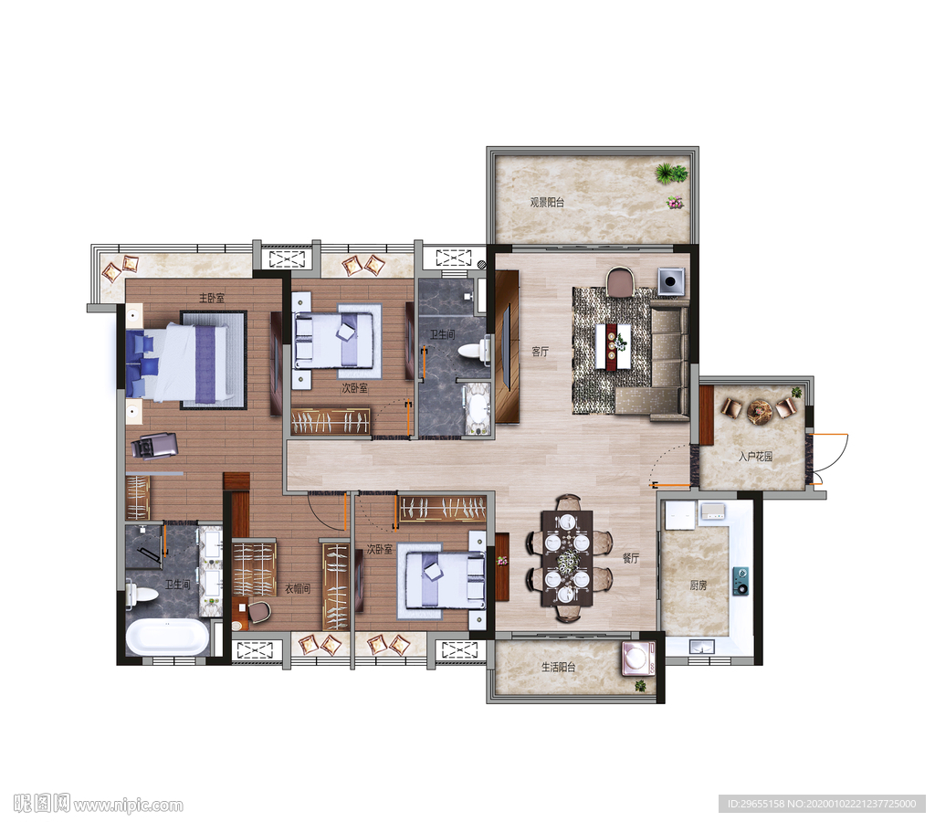 彩色平面户型图 PSD分层