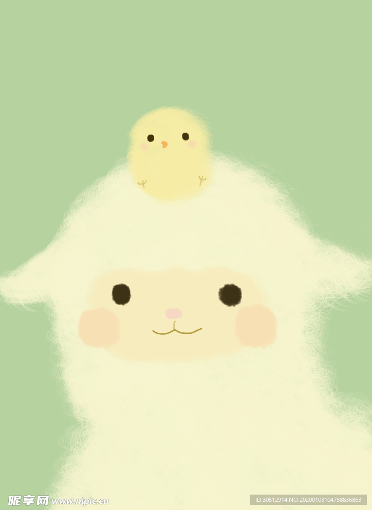 可爱小羊 手绘 PS分层