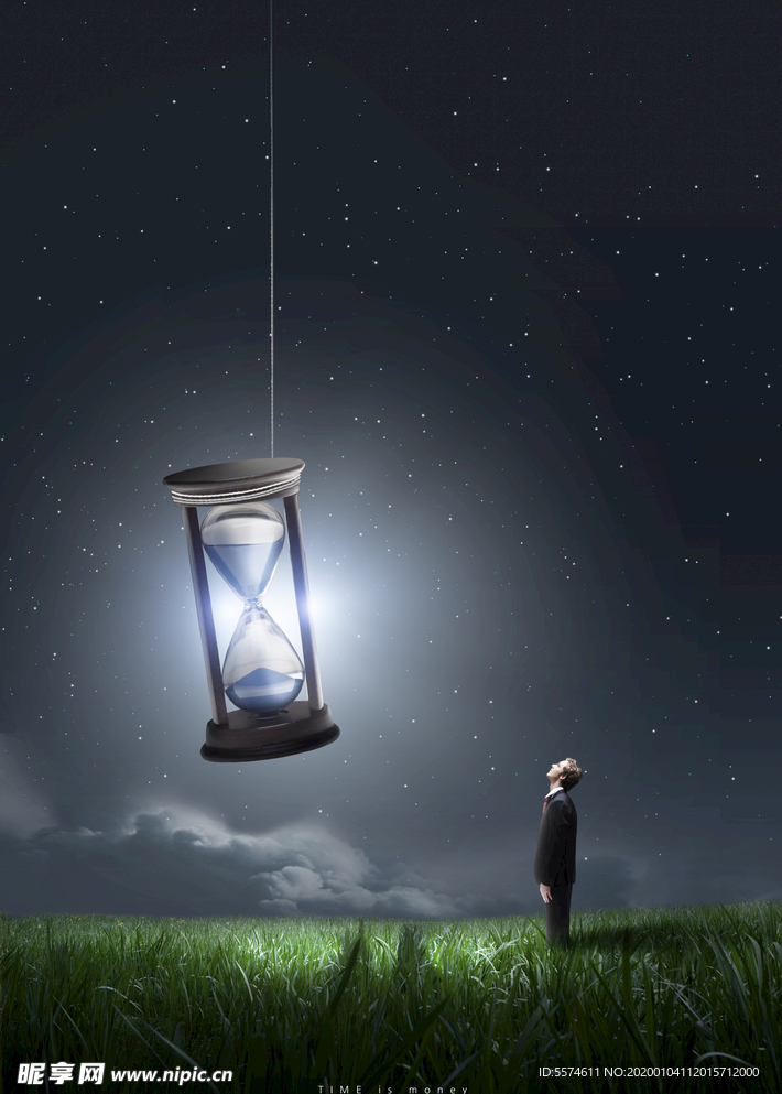 创意时间与天空成合背景