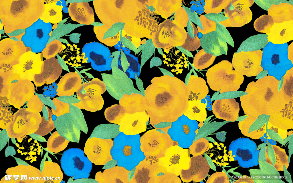 手绘画金黄色花