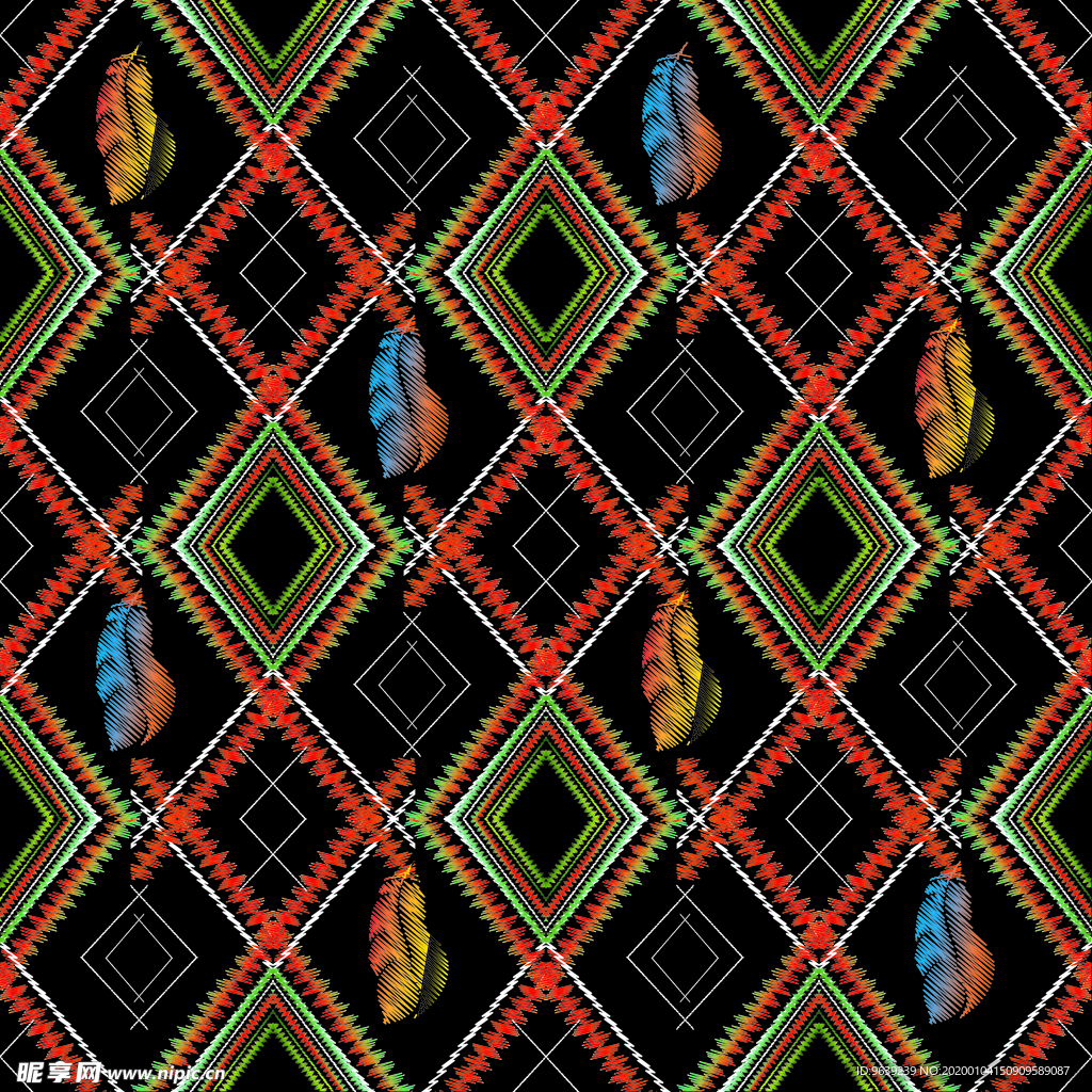 刺绣手绘线条抽象花