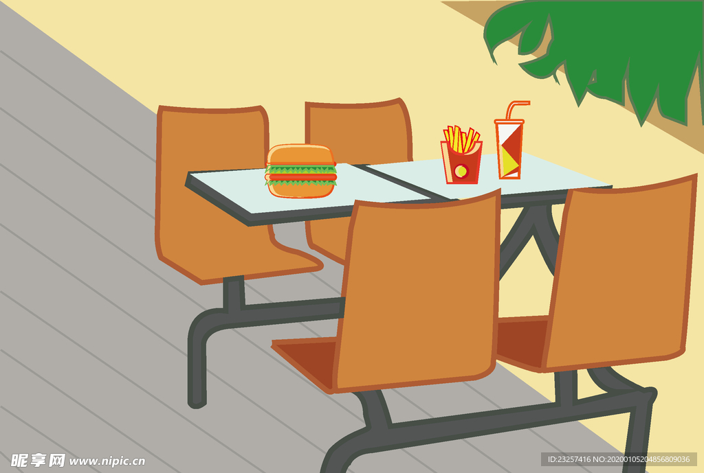 快餐厅简笔漫画
