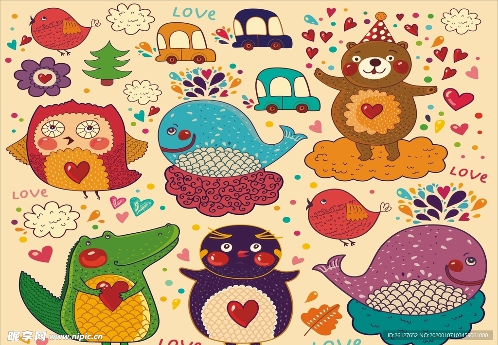 卡通 插画 壁画 墙纸 图案