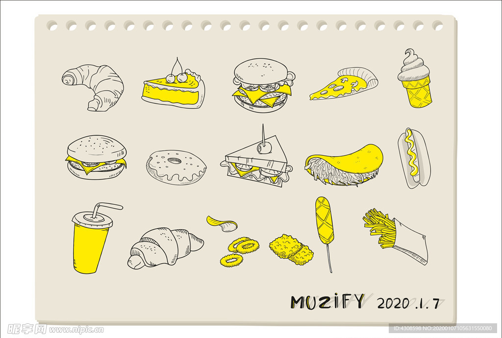 快餐元素矢量图