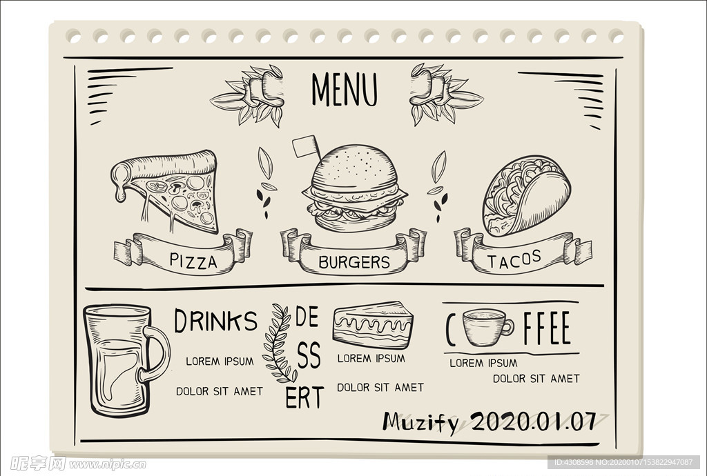 西餐厅餐单设计