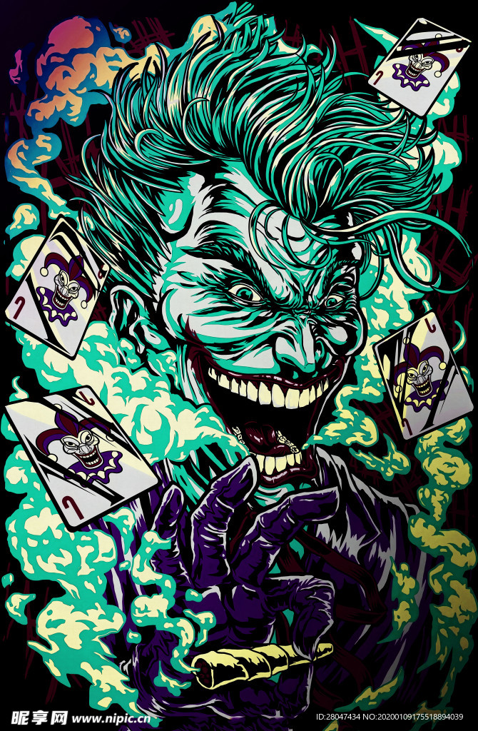 小丑T恤印花花纹涂鸦背景